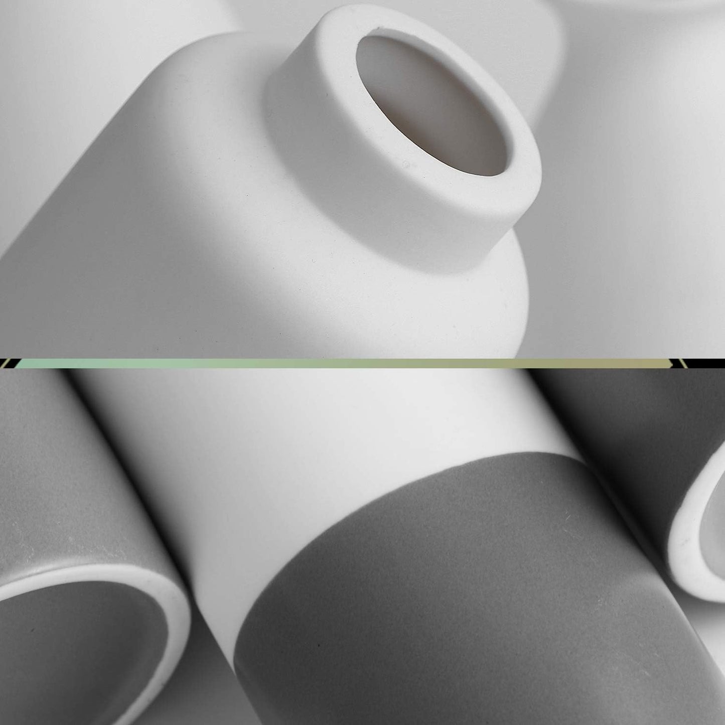 Set of 3 White Gray Ceramic Vase 7.8In 8In 9.8In Flower Vase Bottles for Home Décor Office Decoration Wedding Special Occasion Dried Floral Arrangements