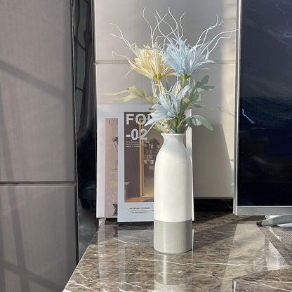 Set of 3 White Gray Ceramic Vase 7.8In 8In 9.8In Flower Vase Bottles for Home Décor Office Decoration Wedding Special Occasion Dried Floral Arrangements